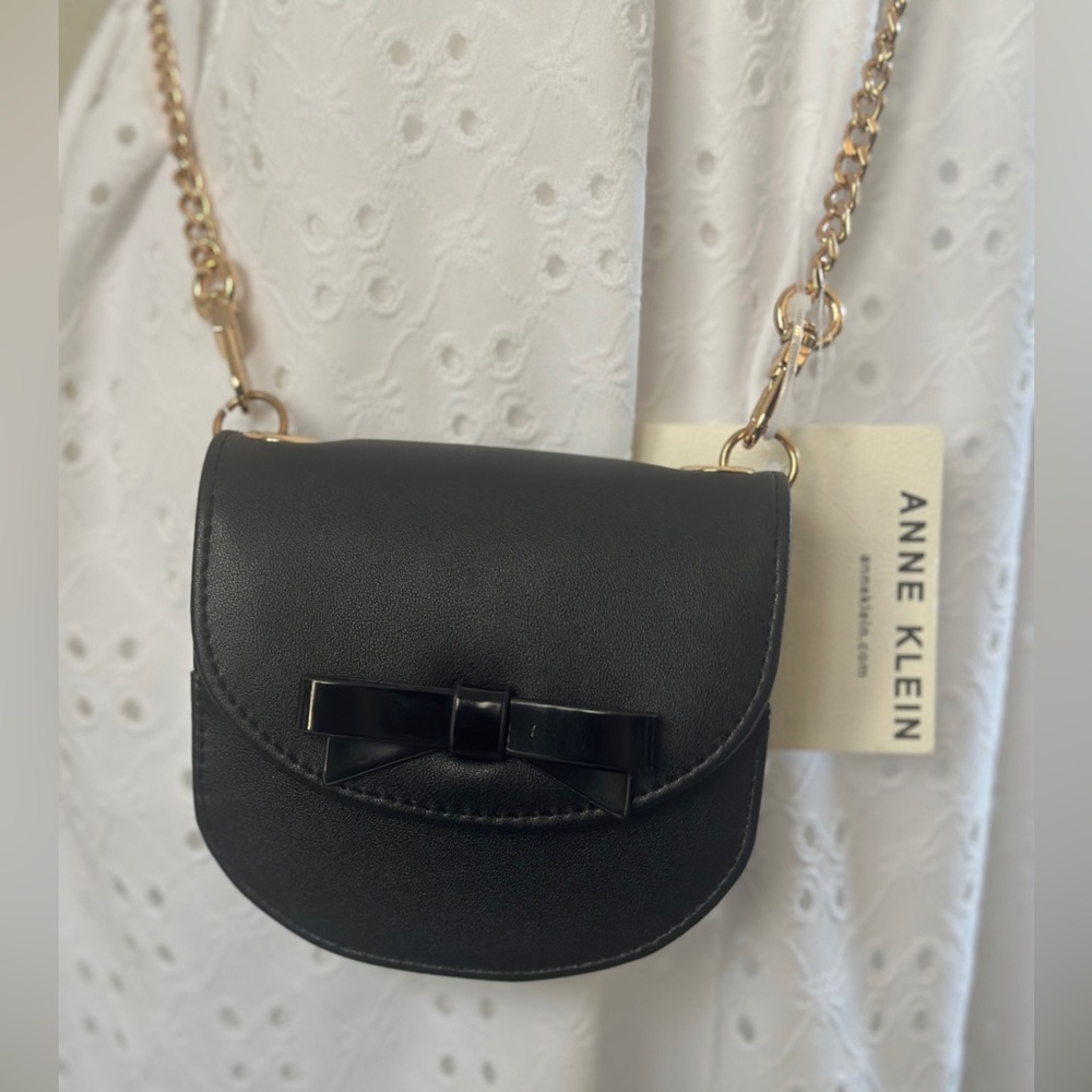 Anne Klein Black Wallet on Chain Crossbody Purse